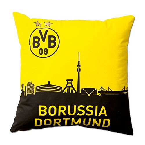 Borussia Dortmund polyester, Dortmund, kussen met skyline, zwart/geel, 40 x 40 cm, 1 stuk (1 stuk)