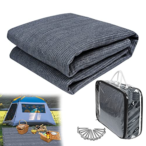 YRHome 300 x 500 cm voortenttapijt + 17 haringen, outdoor campingmat, tenttapijt, tenttapijt, tentmat, voortent, campingtapijt, voortentvloer, blauwgrijs, voor campertent