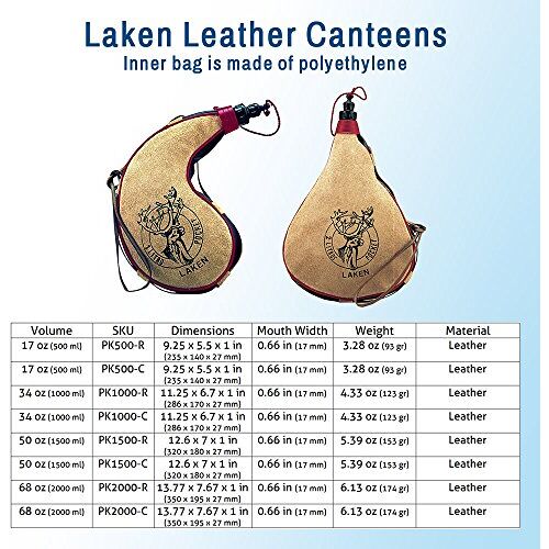 LAKEN bootbag, lederen cantimplora rechtstreeks 1L