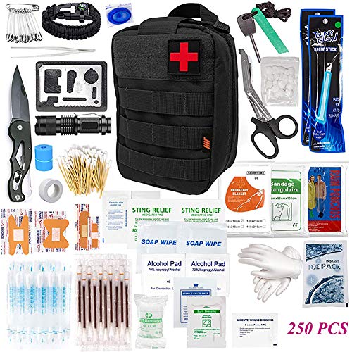 SCYDAO First Aid Kit Survival Kit,  250st Outdoor Emergency Survival Kit voor thuiskantoor Car Boot Camping Jacht Adventures Backpacken