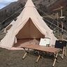 Seamue Piramidetent Tipi voor campingfestivals Wandelen Buiten Draagbare Waterdichte Indiase Tipi (Beige 4X4X3M)