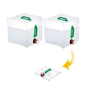 Darryy Opvouwbare waterjerrycan voor camping, 2 stuks, 20 liter, opvouwbare watertank met kraan, camping waterjerrycan, opvouwbare jerrycan voor outdoor, camping, wandelen