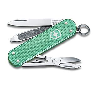 Victorinox Taschenmesser Classic SD Alox (5 Funktionen, Klinge, Nagelfeile, Schere), klein, 0.6221.221G, Minty Mint, 58 mm