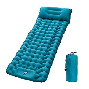 Lotus Draagbare vochtbestendige waterdichte outdoor luchtmatras voor camping, sightseeing, picknick, opsteekbaar luchtkussen van nylon voor rugzakreizen, trekking, wandelen (blauw)