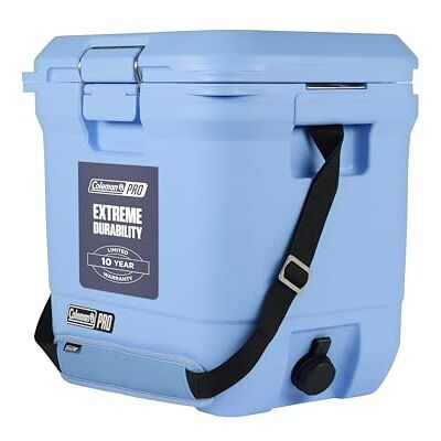 Coleman PRO Heavy-Duty geïsoleerde harde koeler met schouderriem 24 L inhoud Houdt ijs voor 3 dagen Volledige schuimisolatie Grote duurzame draagbare koelbox voor robuust buitengebruik en Coleman PRO Heavy-Duty geïsoleerde harde koeler met schouderriem 24 L inhoud Houdt ijs voor 3 dagen Volledige schuimisolatie Grote duurzame draagbare koelbox voor robuust buitengebruik en