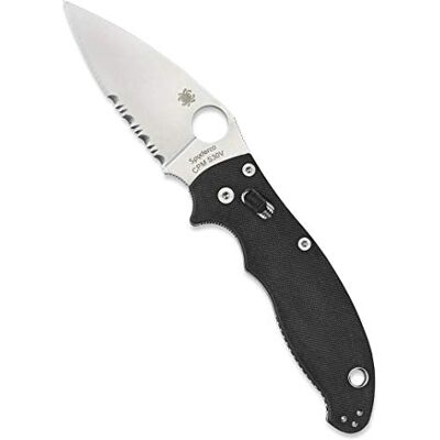 Spyderco Uniseks – volwassenen, zakmes, Manix 2 Ball Bearing Lock, lemmet: 8,6 cm, G10, zwart, klapmes, deel gekarteld, zakclip, satijnen afwerking, grijs, normaal Spyderco Uniseks – volwassenen, zakmes, Manix 2 Ball Bearing Lock, lemmet: 8,6 cm, G10, zwart, klapmes, deel gekarteld, zakclip, satijnen afwerking, grijs, normaal