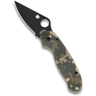 Spyderco Para 3 Camo Signature Opvouwbaar Utility Zakmes met 7,5 cm zwart roestvrijstalen lemmet en G-10 handvat alledaagse draagtas PlainEdge C223GPCMOBK Spyderco Para 3 Camo Signature Opvouwbaar Utility Zakmes met 7,5 cm zwart roestvrijstalen lemmet en G-10 handvat alledaagse draagtas PlainEdge C223GPCMOBK
