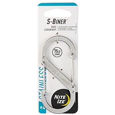 Nite Ize Heren karabijnhaak S-Biner staal GR 4, zilver Nite Ize Heren karabijnhaak S-Biner staal GR 4, zilver