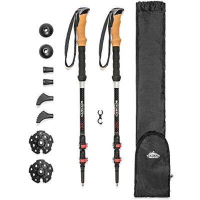Cascade Mountain Tech Trekkingstokken 3K koolstofvezel wandel- of wandelstokken met snel verstelbare sloten (set van 2), zwart Cascade Mountain Tech Trekkingstokken 3K koolstofvezel wandel- of wandelstokken met snel verstelbare sloten (set van 2), zwart