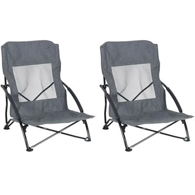 Relaxdays opvouwbare strandstoelen set van 2, draagtas, 100 kg, lichtgewicht, polyester/metaal, grijs, 65x54x50 cm Relaxdays opvouwbare strandstoelen set van 2, draagtas, 100 kg, lichtgewicht, polyester/metaal, grijs, 65x54x50 cm