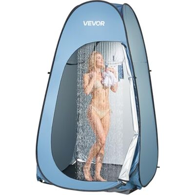 VEVOR Pop-up-tent, waterdicht, met aankleedmat, haringen, touwen, draagtas en schoudertas, 190T polyester voor camping, strand en vissen, blauw, 1219 x 1219 x 2134 mm VEVOR Pop-up-tent, waterdicht, met aankleedmat, haringen, touwen, draagtas en schoudertas, 190T polyester voor camping, strand en vissen, blauw, 1219 x 1219 x 2134 mm