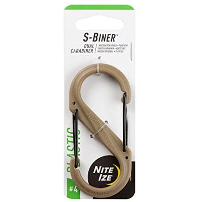 Nite Ize S-Biner Size-4 Dubbele Karabijnhaak, Sterk Plastic, Coyote Nite Ize S-Biner Size-4 Dubbele Karabijnhaak, Sterk Plastic, Coyote
