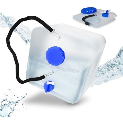 Relaxdays opvouwbare jerrycans, met kraan, 2 stuks, watertank, voor camping, draagbaar, 15 L, BPA-vrij, transparant Relaxdays opvouwbare jerrycans, met kraan, 2 stuks, watertank, voor camping, draagbaar, 15 L, BPA-vrij, transparant