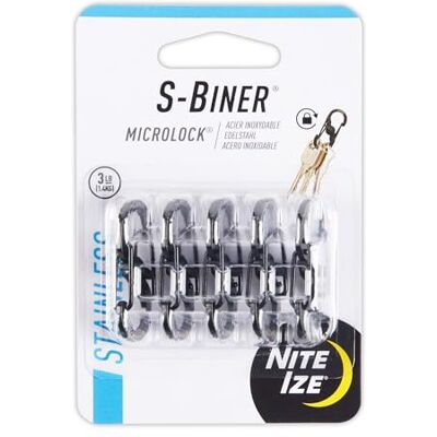 Nite Ize S-Biner MicroLock Set van 5 zwarte roestvrijstalen dozen Nite Ize S-Biner MicroLock Set van 5 zwarte roestvrijstalen dozen