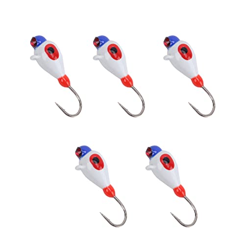 Tanant 5 Stuks Winter Ijsvissen Jigs Kit Haken Kunstaas Bass Baars Crappie Micro 5MM Ijsvissen Gear Ijsvissen Haak Ijsvissen Aas voor Outdoor Vissen