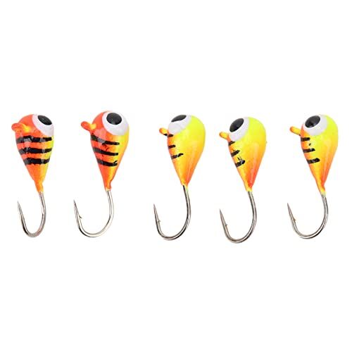 Tanant 5 PCS Vissen IJsvissen Haak IJsvissen Bass Fish Hook IJsvissen Aas Outdoor IJsvissen Jigs Kit Micro IJsvissen Baarzen Haken Winter Vissen Lokt 4MM