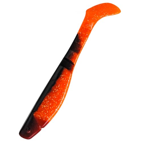 Relax Kopyto Shad 8 l, 20 cm rubberen vis, 2 stuks, rubberen vis, voor snoek, vissen, grote bait (074 oranje glitter zwart)