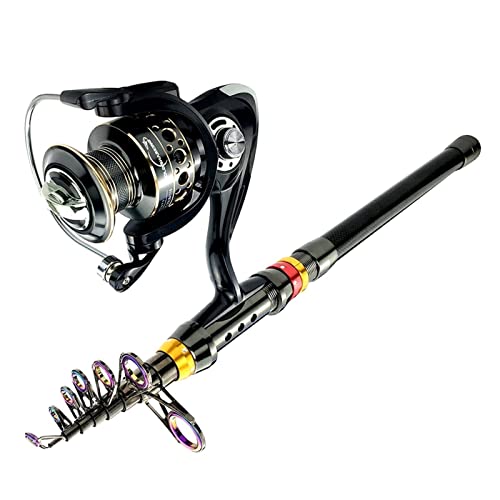 KYATON Reel En Visserij Rod Combo Koolstof Telescopische Visserij Rod En Visserij Reel Wiel Draagbare Reizen Vissen Spinnen Visserij Rod Combo Visserij Rod/Blue/2.7 M