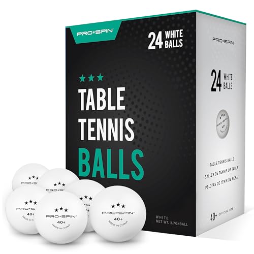 PRO SPIN Pingpong-Balletjes Wit 3-Sterren 40+ Tafeltennis-Balletjes (24 Stuks)   ABS Pingpongballetjes   Voor Binnen-/Buiten- Tafeltennistafels, Tafeltenniswedstrijden, Pingpong Spelletjes