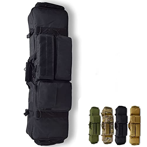 ZAANU Dubbele jachtgeweerkoffer, geweertas, luchtbukskoffer, sportgeweerkoffer, geweertas, geweerkoffer (zwart)
