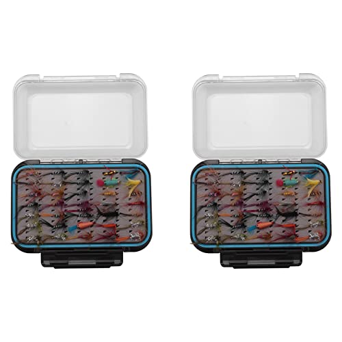 ZOMTTAR 128 Stks Droge Vliegen Bass Zalm Forel Vliegen Nimf en Streamer Vliegvissen Vliegen Kit Fly Box voor Forel Vliegvissen Vliegen