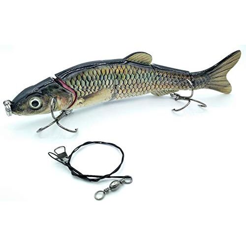 SIMSA-Expert schubben Wobbler   Swimbait kunstaas (16,5 cm, 38 g)   + stalen voorvak (30 cm) set voor snoekbaars snoekbaars snoekbaars