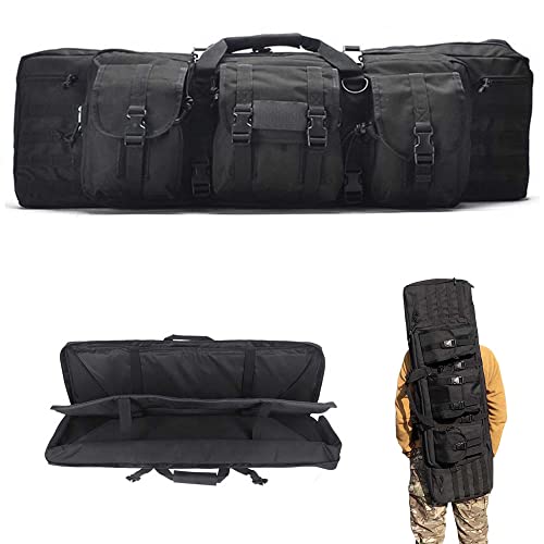 ZAANU Klassieke geweerkoffer Tactische dubbele geweertas Zachte lange geweerkoffer Airsoft geweerzak en draagtas voor de jacht (zwart 93cm