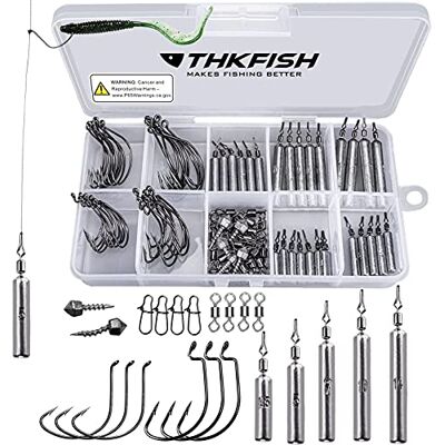 THKFISH Visgewichten, visgewichten, drop-shot gewichten, drop-shot set, wacky-rig-haken, offsethaken, draaischarnieren, karabijnhaken, 28 stuks, 103 stuks, 33-delige set voor Drop Shot Rig THKFISH Visgewichten, visgewichten, drop-shot gewichten, drop-shot set, wacky-rig-haken, offsethaken, draaischarnieren, karabijnhaken, 28 stuks, 103 stuks, 33-delige set voor Drop Shot Rig