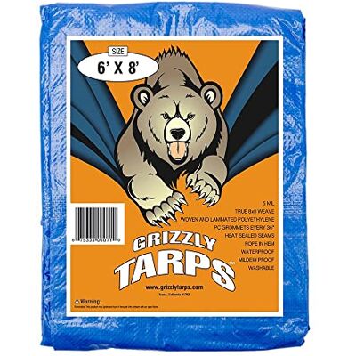 B-Air Grizzly Tarps van Waterdicht en zwaar zeil voor multifunctioneel gebruik, met ringen om de 91 cm, 8x8 weefstructuur, 8 mil dik, geschikt voor thuisgebruik, boten, auto's en kamperen, 1,83 m x B-Air Grizzly Tarps van Waterdicht en zwaar zeil voor multifunctioneel gebruik, met ringen om de 91 cm, 8x8 weefstructuur, 8 mil dik, geschikt voor thuisgebruik, boten, auto's en kamperen, 1,83 m x