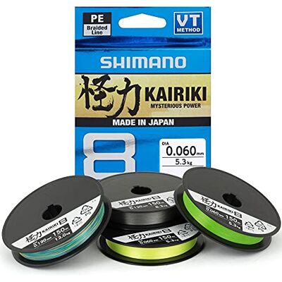 Shimano Kairiki 8, 300 meter, groene mantis, gevlochten vislijn, 59WPLA68R0 Shimano Kairiki 8, 300 meter, groene mantis, gevlochten vislijn, 59WPLA68R0