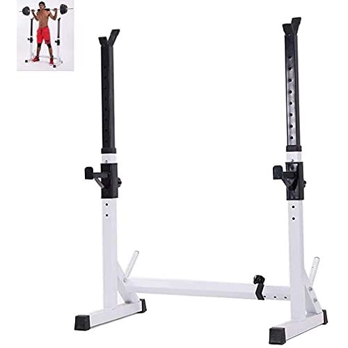 KOHARA Opvouwbare mannelijke halterbank Squat Rack Verstelbaar halterrek Gewichtstrainingsapparatuur Fitnessapparatuur voor thuis Spiertrainingsapparatuur (wit 108x68x130cm)