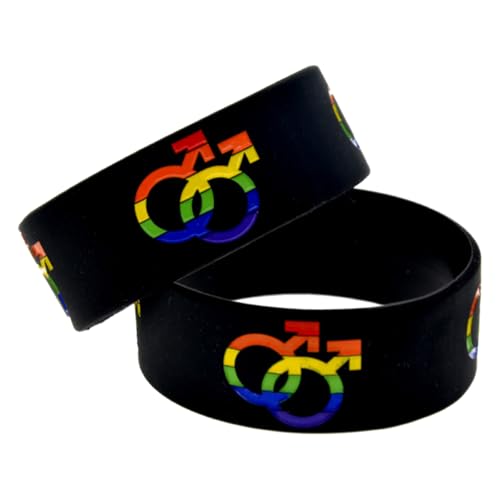 Mipcase 2 Stuks Biseksuele Armband Siliconen Regenboog Armband Regenboog Armband Lesbische Siliconen Armband Rubber Armbanden Regenboog Armband Siliconen Zwarte Armband