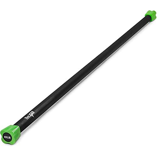 Yes4All SZZE Weighted Workout Bar, Groen, 4,5 kg, Gewichtsstang 2-13 kg, Barbell om op te heffen, Gewichtsstangrekken, Single