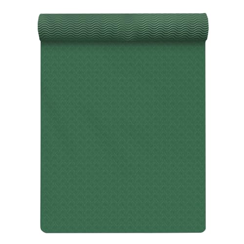 HUHJYUGE Yogamat dik antislip, Pilates fitnessmatten, yogamat voor dames en heren met uitlijningslijnen, perfecte oefenmat voor thuis, voor gym, pilates en fitness (D 183x61x0.6cm)