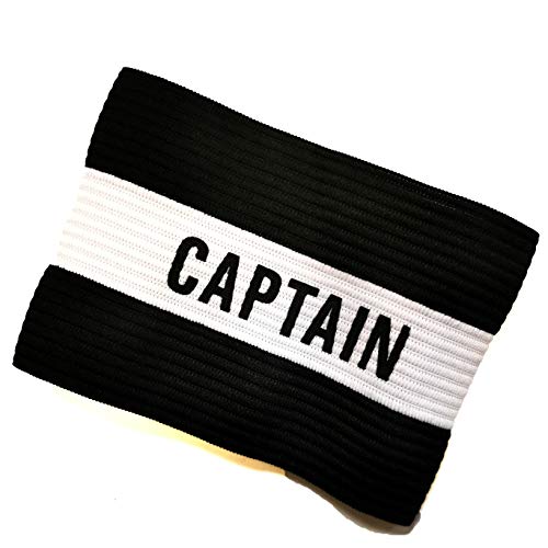 Fitness Health Voetbalband, Captain's armband, ontwerp, kapiteinsband voor volwassenen en jongeren, 5 kleuren beschikbaar voor meerdere sporten, elastische armband voor kapitein (zwart tiener)