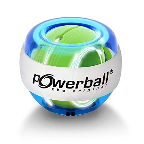 Powerball Lightning Blue, gyroscopische handtrainer met blauw lichteffect, transparant-blauw, het origineel van Kernpower