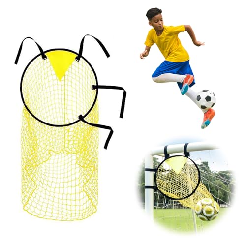 mellystore Voetbaldoel doelnet, voetbaldoel, voetbaldoel en tas, voetbaldoel hoek schieten, doelen, doeltraining, doel, voetbaldoel, accessoire voor schietnauwkeurigheid, verbetering, 45 x 60 cm, geel