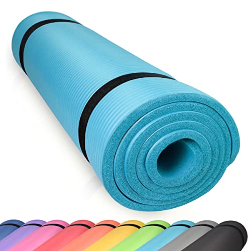 diMio Yogamat, comfortabel, pilatesmat, van nitrilrubber (NBR), met draagriem, zonder ftalaten en getest door SGS, luchtblauw, 200 x 100 x 2 cm