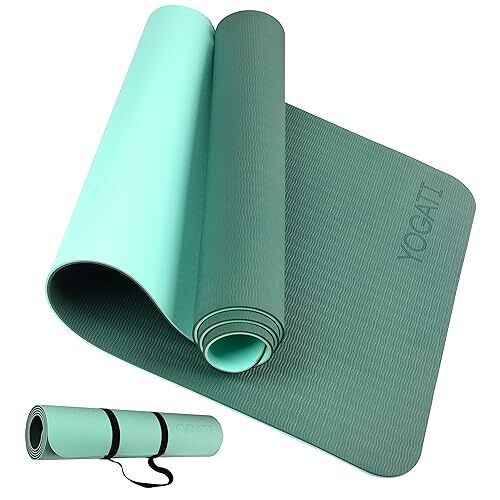 YOGATI Dikke Sportmat met Draagriem. Ideale Gymmat voor Yoga, Pilates en Fitness. Yoga mat voor mannen en vrouwen. Antislip yogamat.
