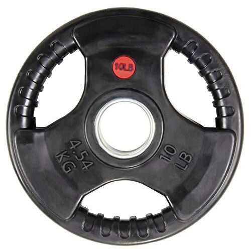 BalanceFrom Rubber gecoate Olympische gripplaat ijzeren halterplaat voor krachttraining, gewichtheffen en crossfit, zwart, 2 inch