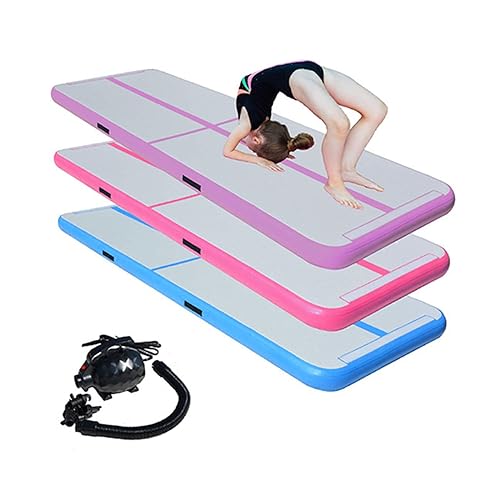 XKNANXCA Luchttrainingsmatten 1 m/2 m/3 m/4 m/5 m tuimelende gymnastiekmat 4/8 inch dikte gymnastiekluchtmatten met elektrische luchtpomp voor thuis/fitnessruimte/yoga/training/buiten/strand/park