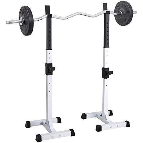 VejiA Fitnesshulp Halterbank Verstelbaar Squat Rack Dompelstation Halterrek Dip Stand Fitnessbankdrukapparatuur Home Gym Halterrekken Stands