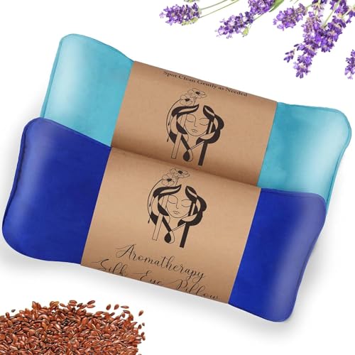 Hihealer Zijden oogkussen lavendel voor ontspanning, verzwaarde oogmasker voor yoga, spa, meditatie, vocht warmte- en koude-oogcompres ontspanningsgeschenken voor vrouwen/mannen verpakking van 2