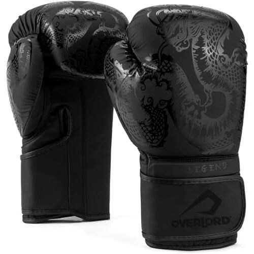 Overlord ® Legend Bokshandschoenen, kickboksen, sparring, box, MMA, bokshandschoenen voor mannen, bokshandschoenen, zwart, 350 ml.
