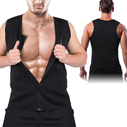 Haofy Zweetvest voor heren, neopreen, saunavest, tailletrainer, saunakleding met ritssluiting, bodyshaper, hot tanktop, buik fatburner afslanken, shapewear voor gewichtsverlies, figuurvormend