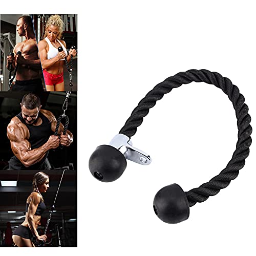 Cocoarm Touwtriceps touwtraining, nylon triceps touw gedraaid touw triceps koord om naar beneden te trekken voor biceps triceps sportschool of thuis zwart 70 cm