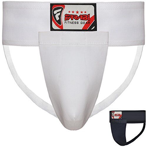 Farabi Sports Diepe bescherming heren vechtsport diepe bescherming MMA Muay Thai Suspensorium heren (wit, M)