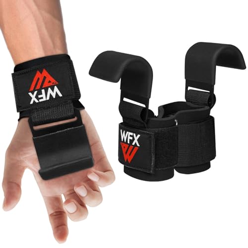 WFX Gewichtheffen haken Antislip rubberen gecoate handgrepen 7 mm neopreen polsvulling Voor gewichtheffen Voor krachttraining en krachttraining