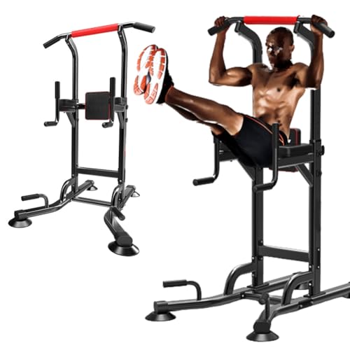 ZAIHW Power Tower Dip Station Pull Up Bar, Verstelbare Hoogte Multifunctionele Power Tower, Push Up Workout Buikoefening voor Thuis Gym Krachttraining Fitness