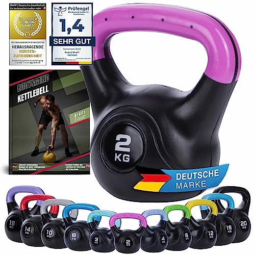 Body & Mind ® Kettlebell Ball halter plastic 2-20 kg Trainingsgewicht halter voor krachttraining Professionele fitness swing halter (2Kg)